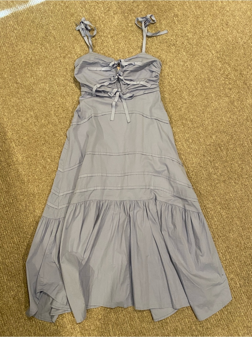 Free People Light Blue Tie-Front Midi Sundress - Picture 2 of 4
